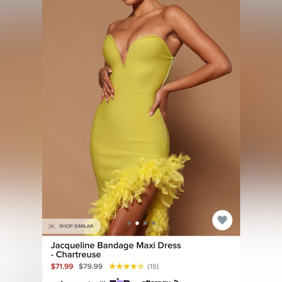 Beautiful chartreuse dress, only worn once. In mint condition. - Picture 6 of 6